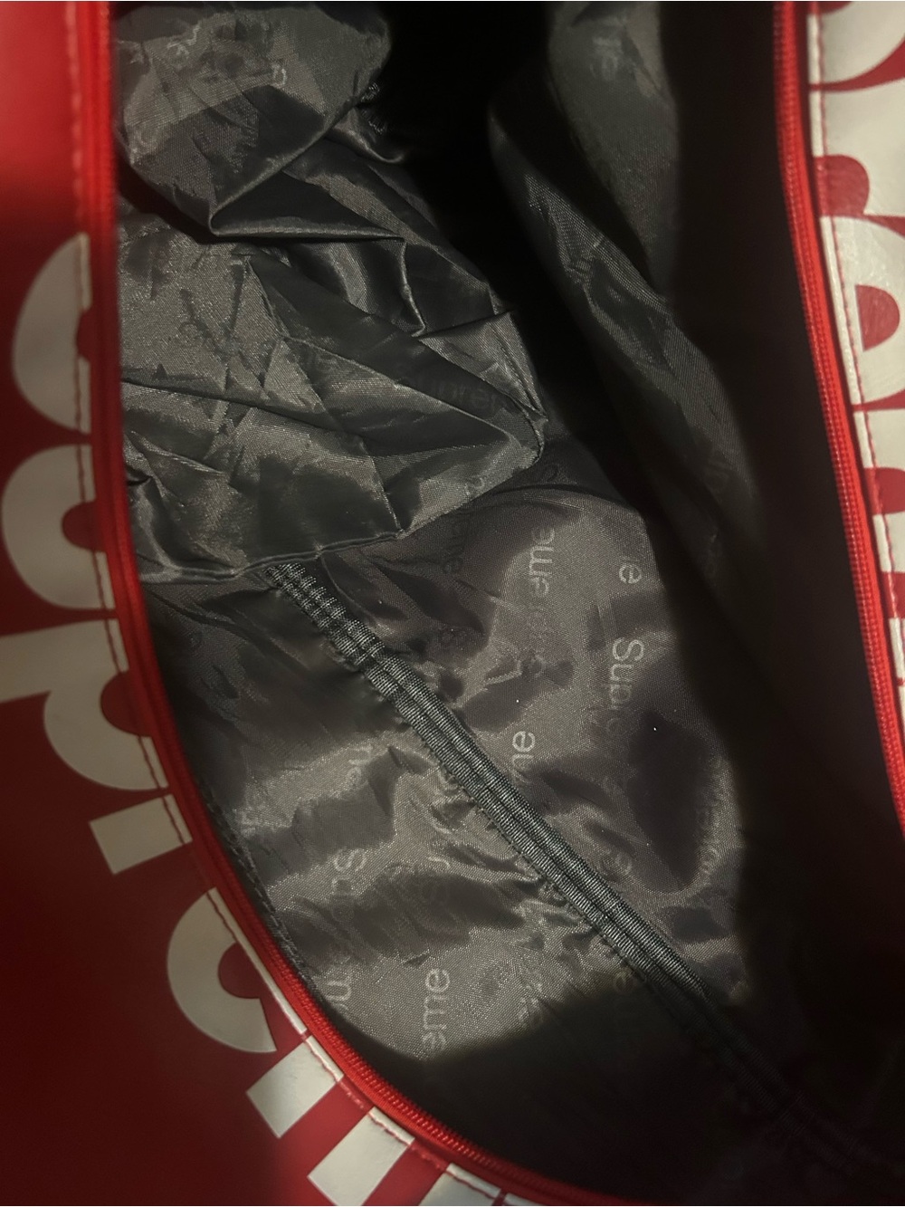 Supreme Red Duffel Bag with White Logo - Picture 11 of 11